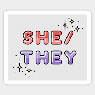 She/They Pronouns Design with Stars Magnet